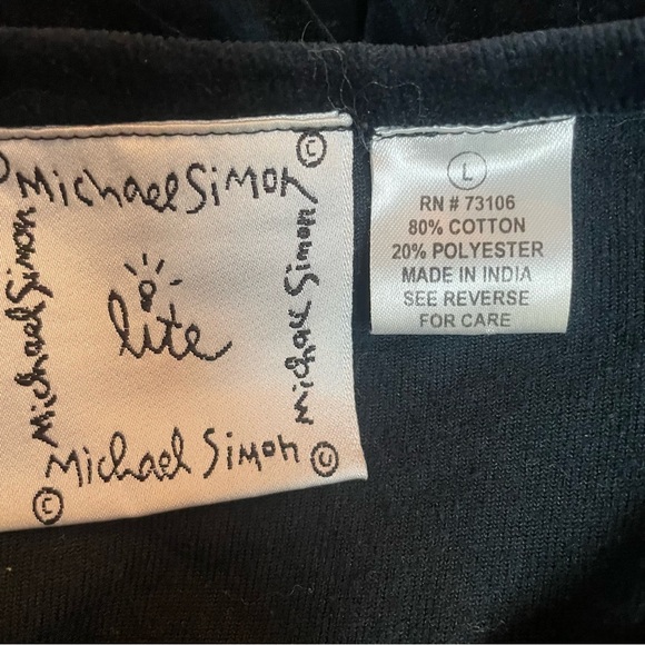 Michael Simon Lite Black Velour Christmas Tree Pullover Shirt Large Embroidered - Picture 6 of 7